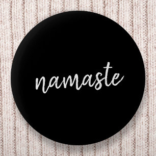 Badge Rond 5 Cm Namaste Black Yoga Modern Spiritual Meditation