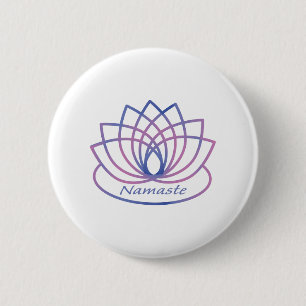 Badge Rond 5 Cm Namaste Purple et Pink Lotus Flower