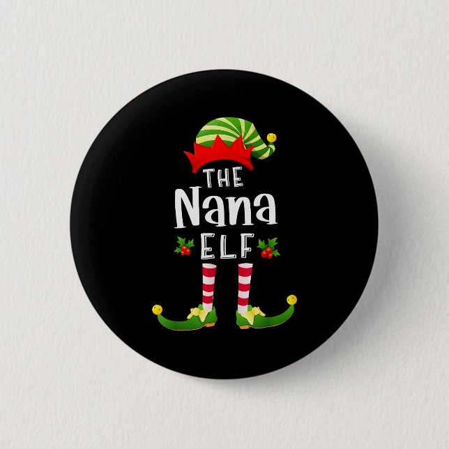 Badge Rond 5 Cm Nana Christmas Elf Matching Pajama X-mas Party  (Devant)