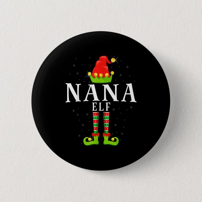 Badge Rond 5 Cm Nana Elf Christmas Matching Xmas Pajama  (Devant)