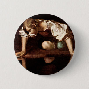 Badge Rond 5 Cm Narcisse, Caravaggio