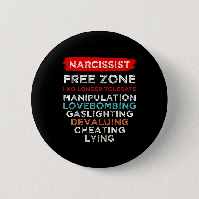 Badge Rond 5 Cm Narcissiste Narcissiste Zone libre Sensibilisation (Devant)