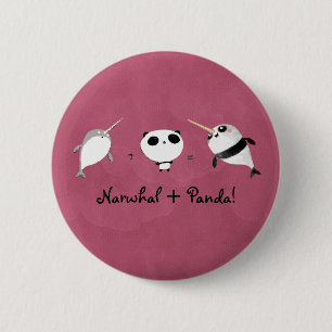 Badge Rond 5 Cm Narwhal plus le panda !