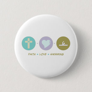 Badge Rond 5 Cm Natation d'amour de foi