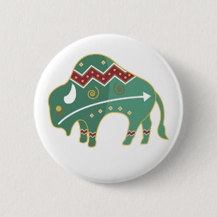 Badge Rond 5 Cm Natif américain de conception de Buffalo de bouto