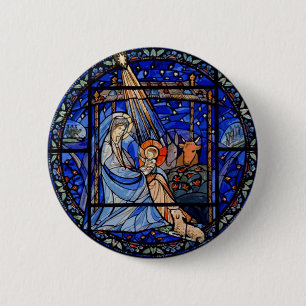 Badge Rond 5 Cm Nativité du style Verre Trait