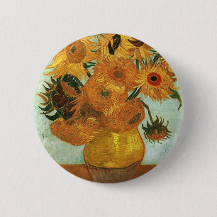 Badge Rond 5 Cm Nature morte - Vase avec douze Tournesols, Vincent