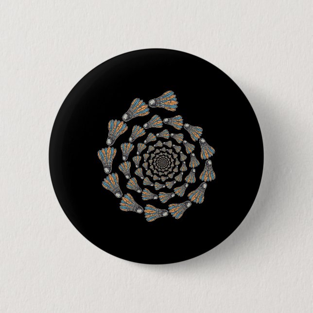 Badge Rond 5 Cm Navette Badminton Love Team Player Coach (Devant)