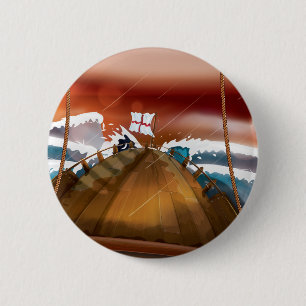 Badge Rond 5 Cm Navire à voile de tempête océanique