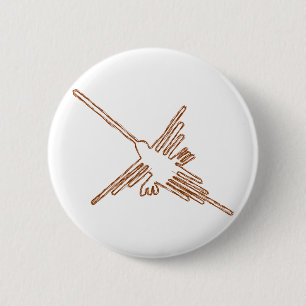 Badge Rond 5 Cm Nazca Lines Croquis de colibris
