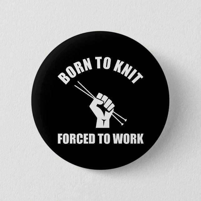 Badge Rond 5 Cm Né À Knit Contraint À Travailler (Devant)