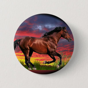 Badge Rond 5 Cm Né Cheval libre