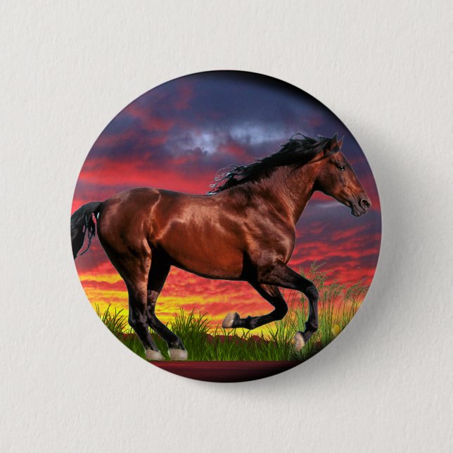Badge Rond 5 Cm Né Cheval libre (Devant)