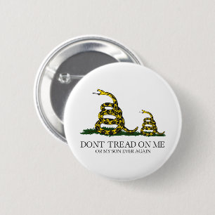 Badge Rond 5 Cm ne marchez pas sur moi ou mon fils Gadsden Parodie