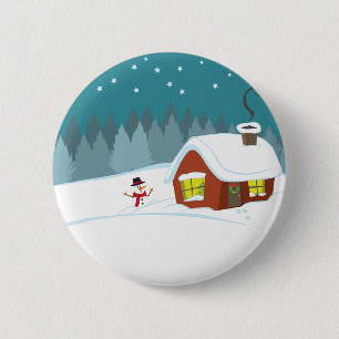 Badge Rond 5 Cm Neige hivernale