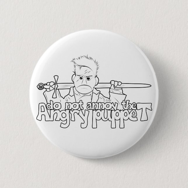 Badge Rond 5 Cm N'ennuyez pas la marionnette fâchée (Devant)