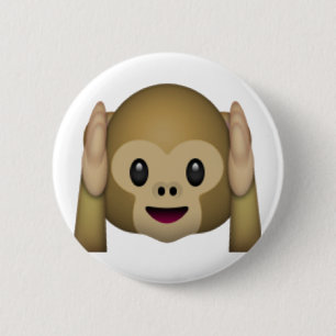 Badge Rond 5 Cm N'entendez aucun singe malin - Emoji