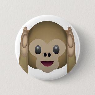 Badge Rond 5 Cm N'entendez pas Emoji Singe Mal