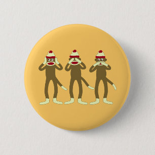 Badge Rond 5 Cm N'entendez, voyez, parler l'aucun singe de