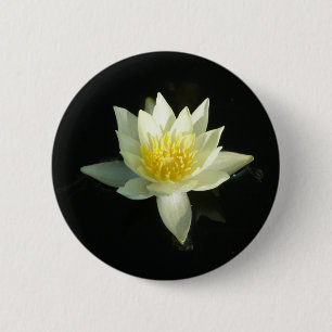 Badge Rond 5 Cm Nénuphar blanc/Lotus