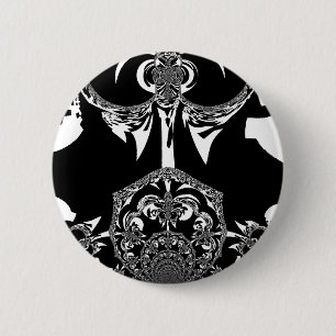 Badge Rond 5 Cm Néo-Baroque Noir Abstrait Minimaliste Designer Bla