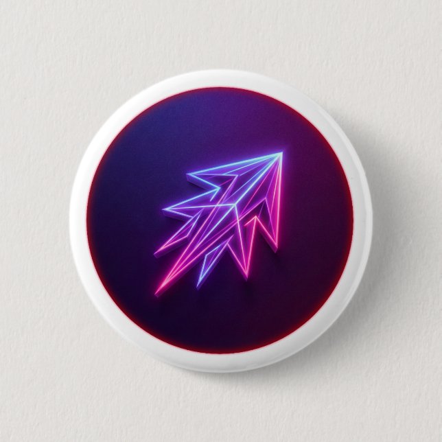Badge Rond 5 Cm Neon Glow Futuristic Rocket Icon Button (Devant)