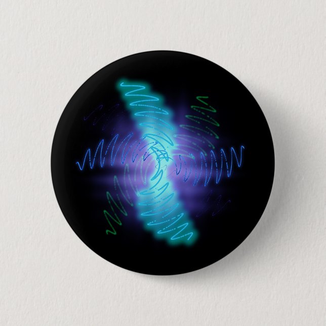 Badge Rond 5 Cm Neon Glowing Sound Waves (Devant)