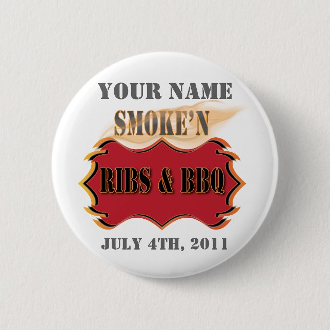 Badge Rond 5 Cm nervures de smoke'n et BBQ (Devant)