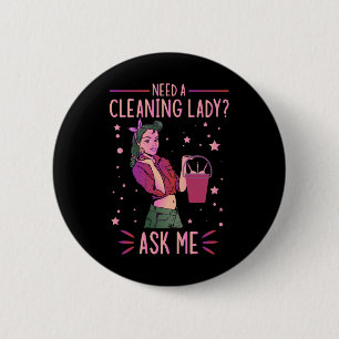 Badge Rond 5 Cm Nettoyage Lady Ménagère Ménagère Entretien Net