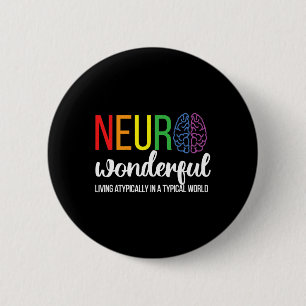 Badge Rond 5 Cm Neuro Merveilleuse Neurodiversité Autisme Neurodiv