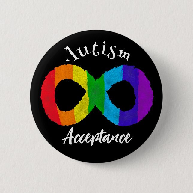 Badge Rond 5 Cm Neurodiversité Autisme Acceptation Arc-en-ciel (Devant)
