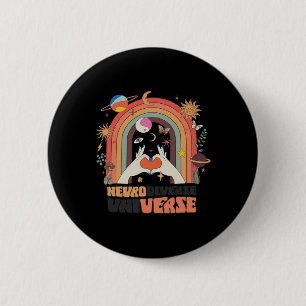 Badge Rond 5 Cm Neurodiversité Univers Celestial Retro Autisme Awa
