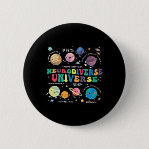 Badge Rond 5 Cm Neurodiversité Universe Planète spatiale Autiste A