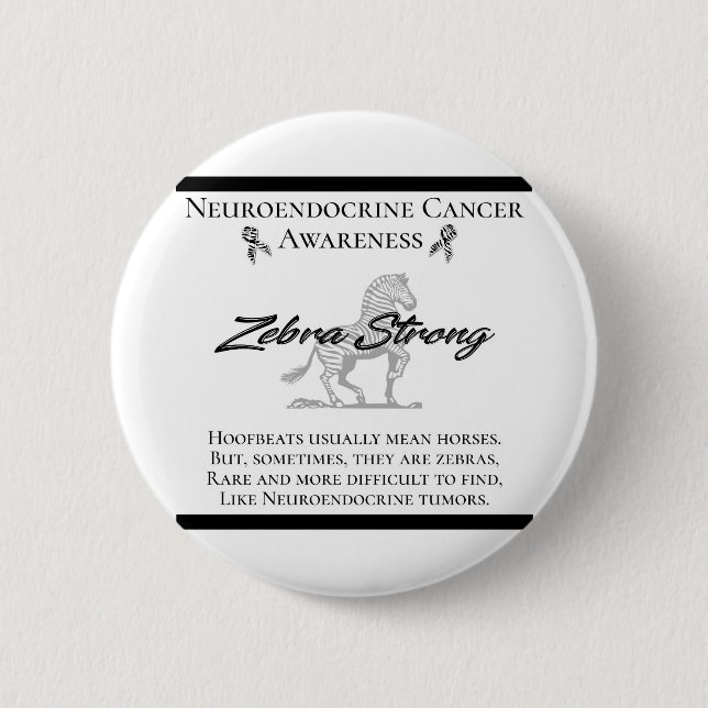Badge Rond 5 Cm Neuroendocrine Cancer Sensibilisation Zebra Fort (Devant)