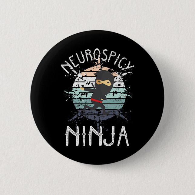 Badge Rond 5 Cm Neurospicy Ninja Sensibilisation sur l'autisme Neu (Devant)