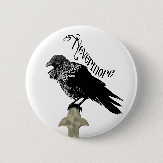 Badge Rond 5 Cm Nevermore Raven (Devant)