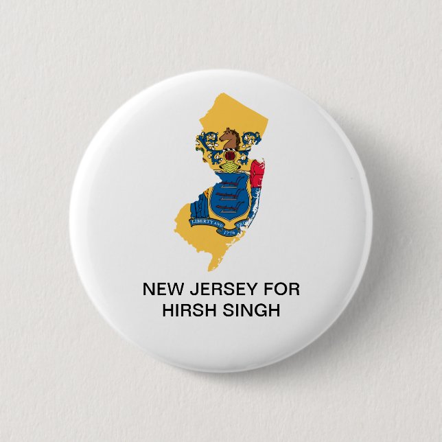 Badge Rond 5 Cm NEW JERSEY POUR Hirsh Singh GOVERMOR Button (Devant)