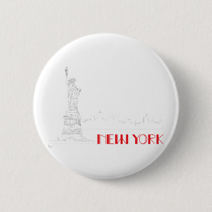 Badge Rond 5 Cm New-York, Cool de la Statue de la Liberté