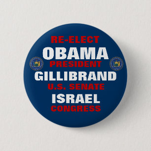 Badge Rond 5 Cm New York pour Obama Gillibrand Israël