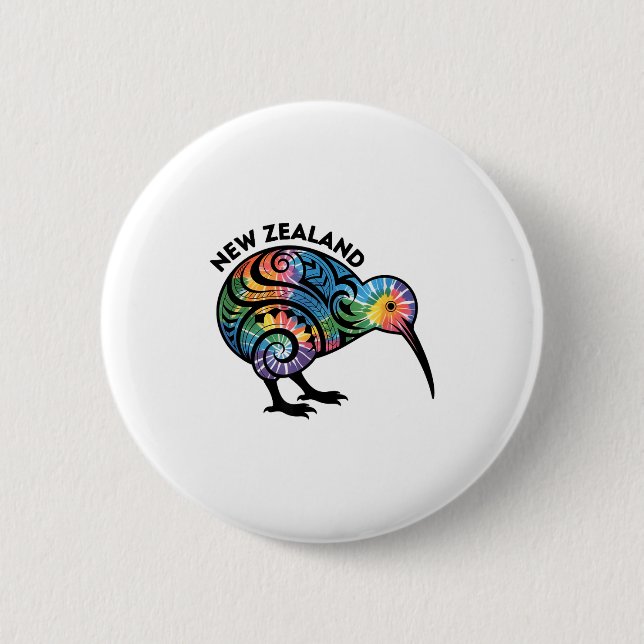 Badge Rond 5 Cm New Zealand Kiwi Bird  (Devant)