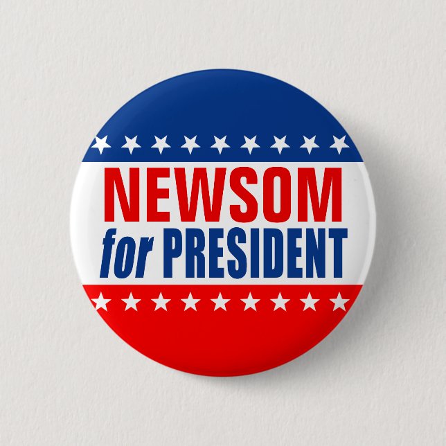 Badge Rond 5 Cm "NEWSOM for PRESIDENT" Button (Devant)