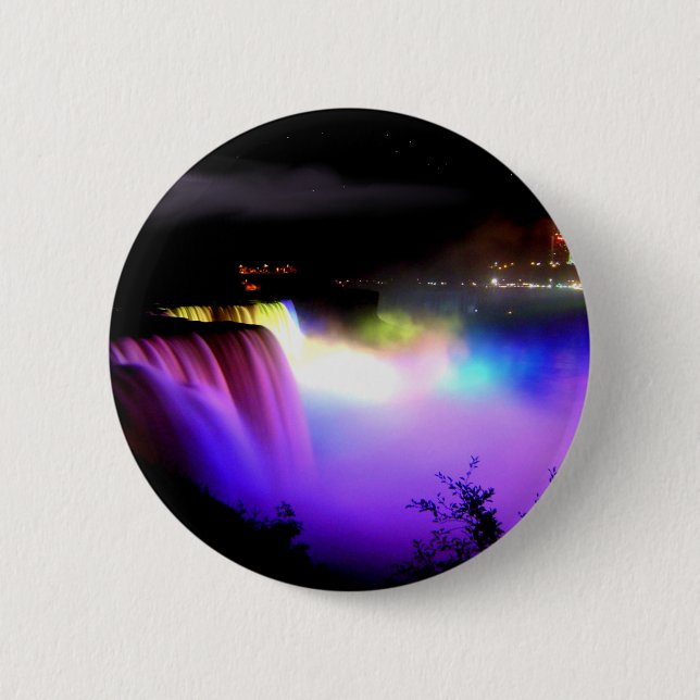 Badge Rond 5 Cm Niagara-Chute-sous-projecteur-à-nuit (Devant)