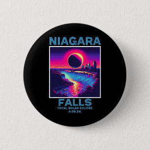 Badge Rond 5 Cm Niagara Falls Total Solar Eclipse 2024 80s New Yor