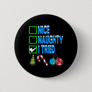 Badge Rond 5 Cm Nice Naughty I Trié - Drôle Noël