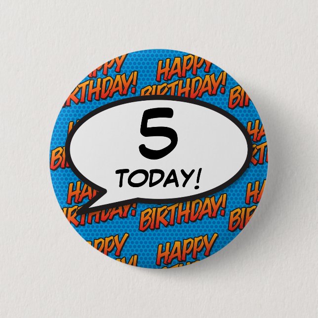 Badge Rond 5 Cm N'importe quel Anniversaire Age Amusant Retro Comi (Devant)