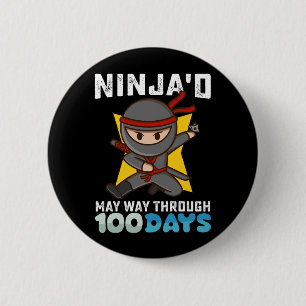 Badge Rond 5 Cm Ninja a fêté les 100 jours d'école à sa façon