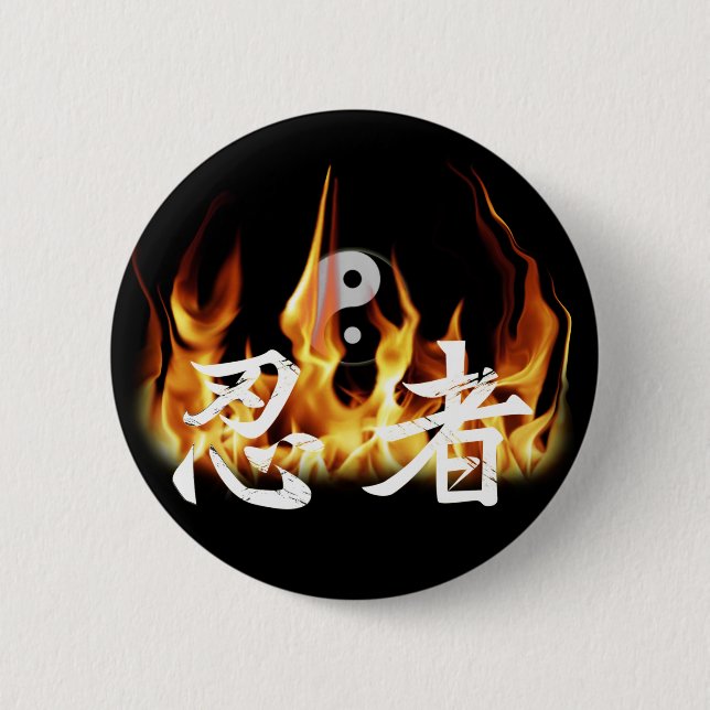 Badge Rond 5 Cm Ninja en feu (Devant)