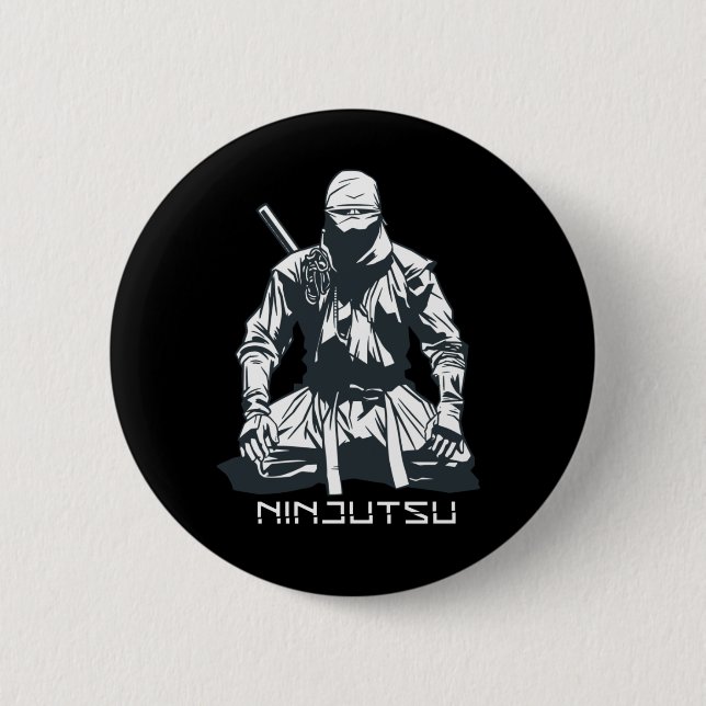 Badge Rond 5 Cm Ninja japonais Ninjutsu Assassin Design (Devant)