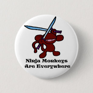 Badge Rond 5 Cm Ninja rouge aérien