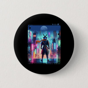 Badge Rond 5 Cm Ninja Samurai Poteau Électrique En Cybe Rétro Japo
